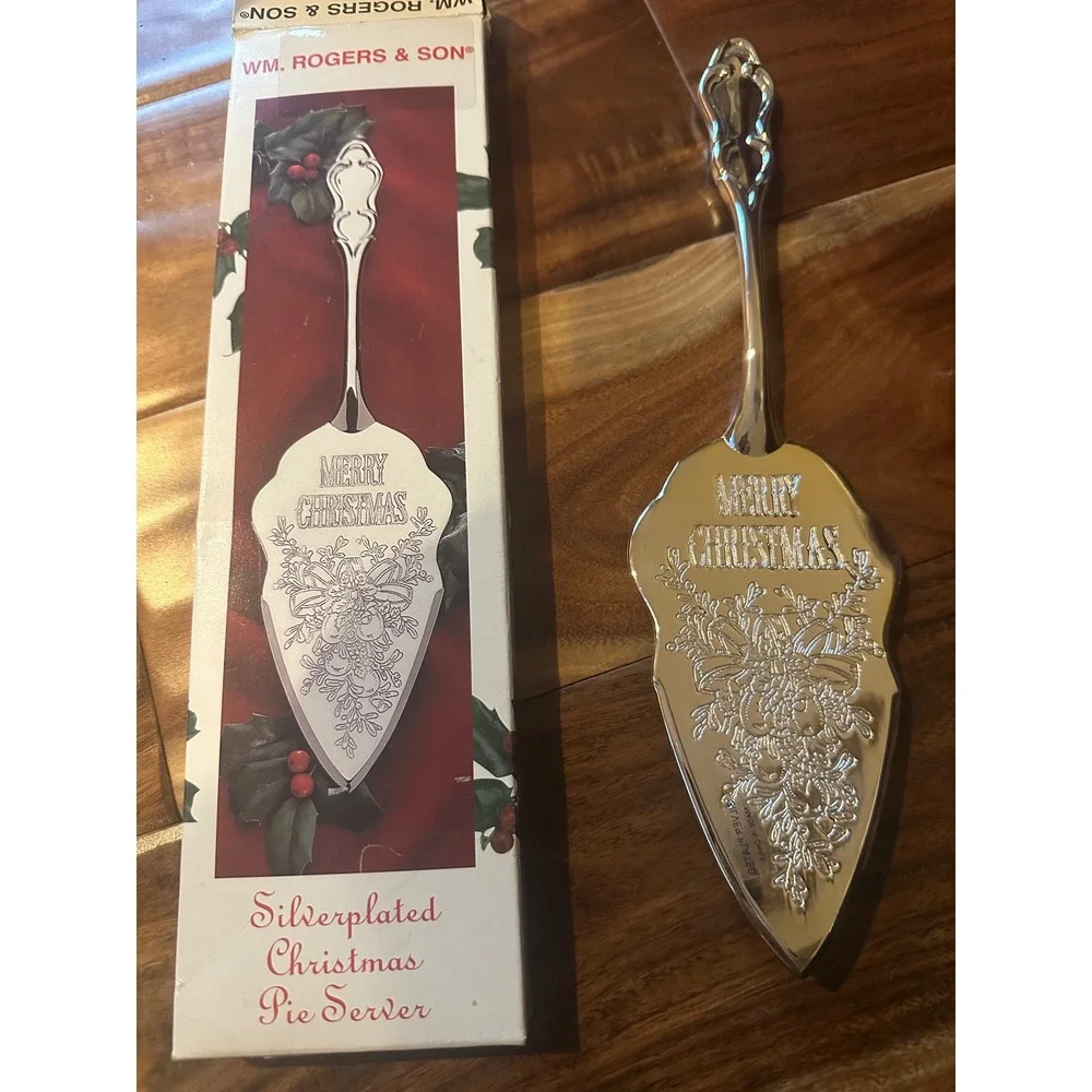 Wm. Rogers & Son Silverplated Merry Christmas Pie Server 11110318 Vintage 1997